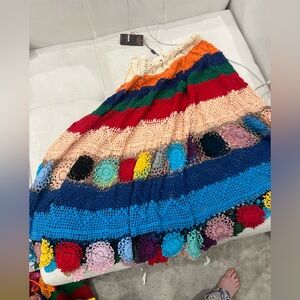 Colorful Crochet skirt with Floral Accents